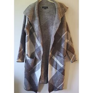 Joseph A Long Open Cardigan Sweater Women's Size Small Pockets Soft Relaxed Fit